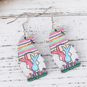 Oster Gnom Holz Ohrringe Süße Hase Frühlingsfest Schmuck Geschenk Ohrhänger für Damen