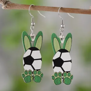 Osterhase Fußball Ohrringe Grüne Hasenohren Sport Thema Niedliche Ohrhänger für Damen Party