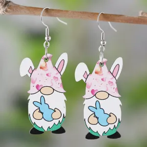 Osterwichtel Holz Ohrringe für Damen süße Hase Anhänger Schmuck Feiertag Geschenke Zubehör