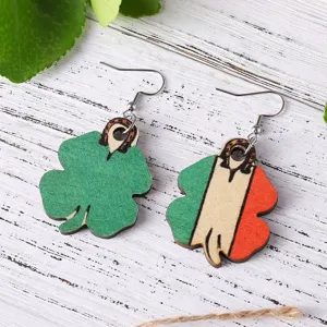 St. Patrick's Tag Holz Kleeblatt Katze Ohrringe festliche niedliche Ohrhänger Schmuck