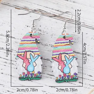 Ostern Holz Zwerg Hase Ohrringe festlich süß Frühlings Schmuck Geschenk für Damen
