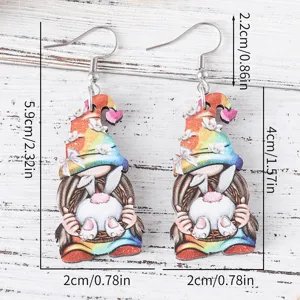 Ostern Wichtel Hase Holz Ohrringe süße hängende Ohrringe für Damen Schmuck Geschenke