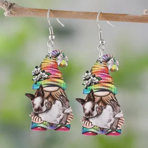 Detailansicht der österlichen Holz-Ohrringe mit süßem Hasen-Motiv und beidseitigem Druck.
