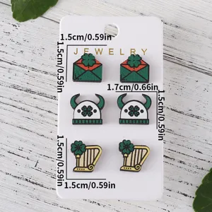 St. Patrick's Tag Kleeblatt Ohrringe Set, grüne Emaille modischer Schmuck für Damen.