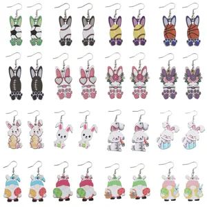 Ostern Holzohrringe süße Hase Sportball Festival Party modische Schmuck Geschenke