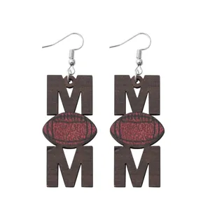 Muttertag Holz Football MOM Ohrringe Sport Themen Holz Ohrhaenge fur Damen Schmuck