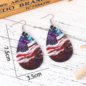 US Flagge PU Leder Tropfen Ohrringe amerikanische Flagge Schmuck 4. Juli Damen Mode