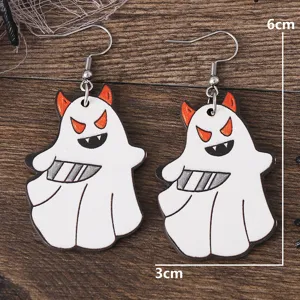 Halloween Geist Holz Ohrringe lustige Messer Ohrhänger für Damen Party Schmuck Geschenke