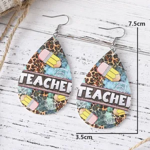 Lehrer Thema Tropfen Leder Ohrringe doppelseitig gedruckt schule schmuck geschenke