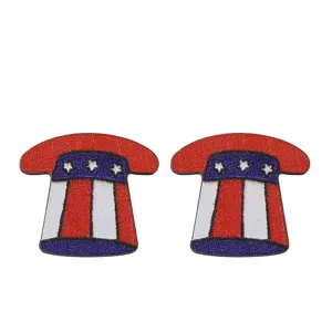 US Unabhängigkeitstag Holz Ohrringe rot weiße Streifen Sterne Flagge Design patriotisch