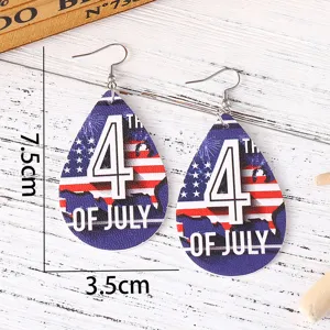 Amerikanischer Unabhängigkeitstag 4. Juli PU Leder Tropfen Ohrringe patriotisches Design
