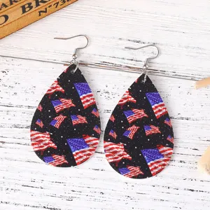 Amerikanische Flagge Kunstleder Tropfen Ohrringe patriotischer Schmuck für den 4. Juli