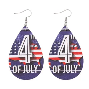 4th of July Ohrringe amerikanische Flagge Kunstleder Tropfen Schmuck für Damen Party Geschenke