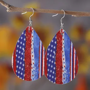 Amerikanische Flagge Tropfen Leder Ohrringe fur Unabhaengigkeitstag Party Schmuck