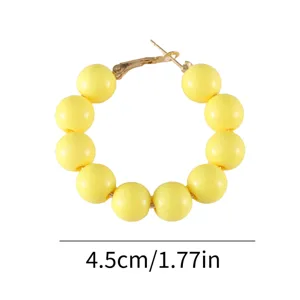Pendientes de aro con cuentas amarillas de caramelo, pendientes circulares 4.5cm.