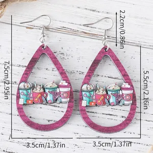Wooden teardrop earrings with nurse medical theme design, double sided print lightweight jewelry gift