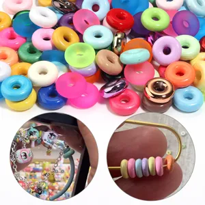 Cuentas de acrilico 14mm donut de colores planas redondas gran agujero para hacer pulseras DIY
