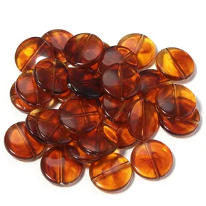 Cuentas redondas planas de acrílico color ámbar cuentas sueltas para joyería DIY manualidades