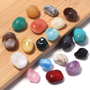Cuentas acrílicas irregulares mixtas, cuentas jaspeadas bicolor para bisutería DIY