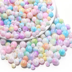 Colorful acrylic AB rainbow loose beads for DIY handmade bracelets jewelry making details