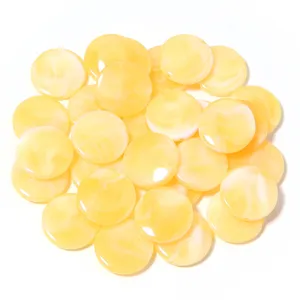 Abalorios planos redondos de acrílico amarillo para manualidades de pulseras de joyas