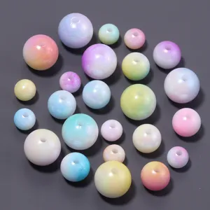 Colorful AB coated gradient acrylic round beads for DIY handmade jewelry making bracelets.