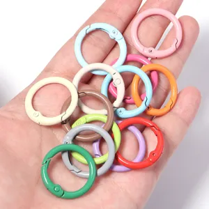Colorful metal spring open rings keychain snap hooks DIY bag hanging hardware accessories