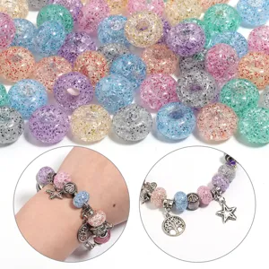 Ακρυλικές χάντρες glitter με μεγάλο τρύπα για DIY κατασκευή κοσμημάτων και βραχιόλια