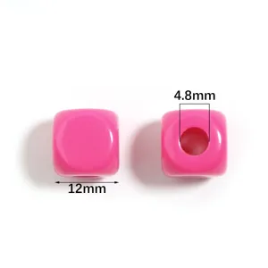 Cuentas de cubo de acrílico de colores gran agujero para joyería pulsera de bricolaje