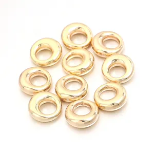Perles à grand trou électroplaquées CCB dorées pour colliers et bracelets de bijoux faits main.
