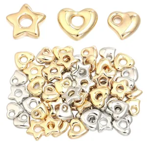 Perles CCB etoile et coeur dore argente gros trou en vrac accessoires bijoux DIY