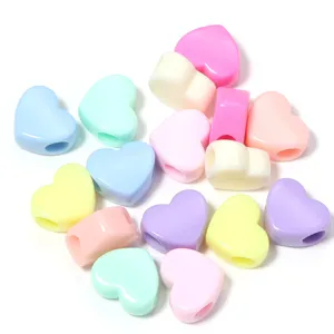 Perline sciolte in acrilico a forma di cuore colorate per braccialetti DIY e gioielli graziosi.