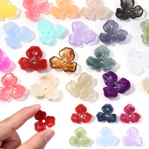 Colorful acrylic flower beads charm DIY jewelry accessories five petal floral pendant parts.