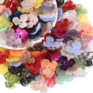Acrylic flower beads dual color gradient five petal DIY jewelry accessories craft charm supplies