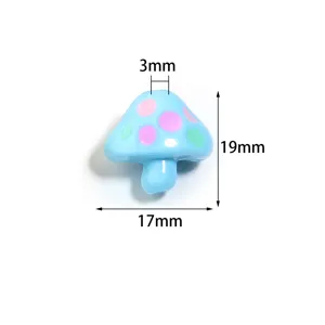 Perlina fungo in acrilico blu con pois rosa e verdi per portachiavi fai da te