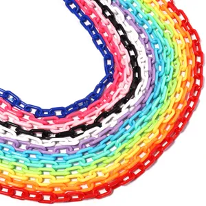 Colorful acrylic plastic chains for DIY bag straps, phone charms, and jewelry making.