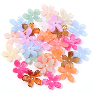 Maillard retro acrylic flower beads, two-tone gradient five-petal DIY jewelry accessories.