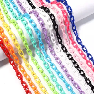 Acrylic Oval Link Chain Colorful DIY Bag Phone Strap Jewelry Making Finding Plastic Chain For Keychain Accessory