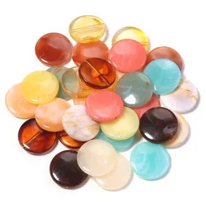 Cuentas de disco de acrílico de colores, cuentas redondas jaspeadas para joyería DIY y pulseras.