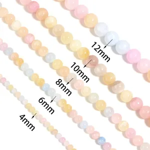 Perles en vrac de jade multicolore rond trou droit DIY fabrication de bijoux artisanat 4-12mm