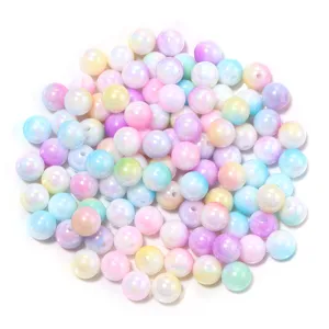 Colorful acrylic AB color gradient round beads for DIY handmade bracelet jewelry accessories making.