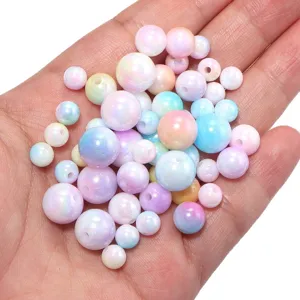 Acrylic AB gradient round beads colorful aurora loose beads for DIY handmade bracelet jewelry