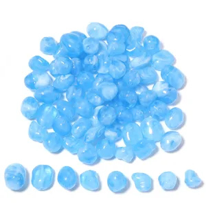Cuentas acrilicas irregulares azules para accesorios de joyeria hechos a mano detalle