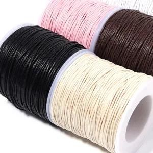 Detailed view of colorful handmade waxed cords for DIY bracelets, jewelry making and beading crafting.