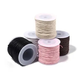 Multicolor waxed cotton cord set for DIY bracelets, handmade jewelry making and beading details.
