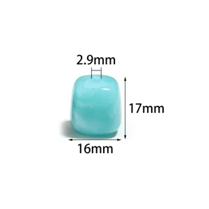 Cuenta cuadrada bicolor teñida de acrílico, accesorio turquesa para pulsera colgante DIY.