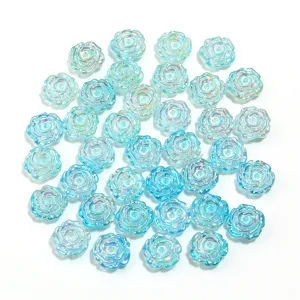 Acrylic transparent AB colorful rose flower loose beads DIY handmade bracelet jewelry details