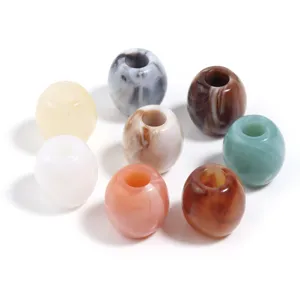 Abalorios de barril de agujero grande jaspeado acrílico colorido accesorios de joyería DIY partes