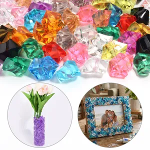 Colorful acrylic simulated ice blocks, transparent crystal stones for DIY vase and frame decor.