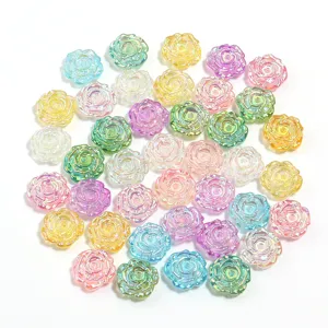Colorful acrylic transparent AB rose flower loose beads DIY handmade bracelet jewelry accessories